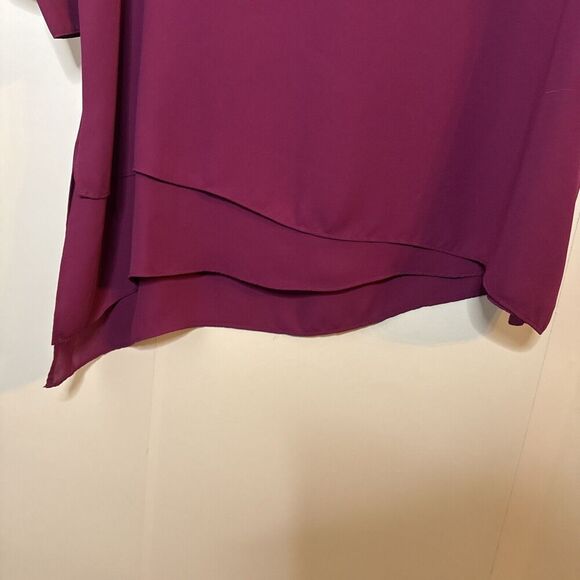 The Limited Womens V Neck Blouse Large Asymmetrical Hem Burgundy Corpcore Career - Picture 2 of 10